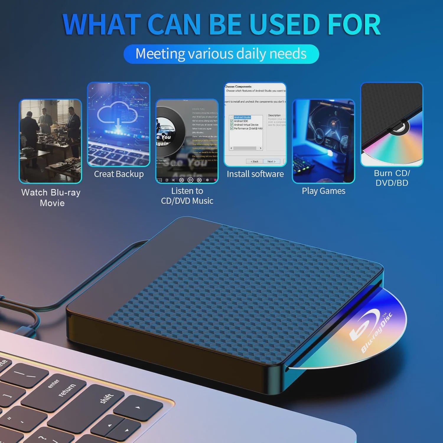 Externe Blu-ray Drive met USB 3.0 & Type-C: Slot-in BD Brander voor Laptops