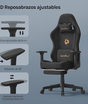 WOLTU Ergonomische Gaming en Bureau Stoel met Verstelbare Armleuningen en Voetensteun