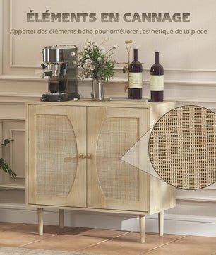 Bohemian Buffetkast met Rotan Deuren - Stijlvolle Keukenopberger 80x38x79 cm