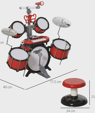 Homcom Children's Jazz Drum Set Electronic Keyboard Microphone +3 Years