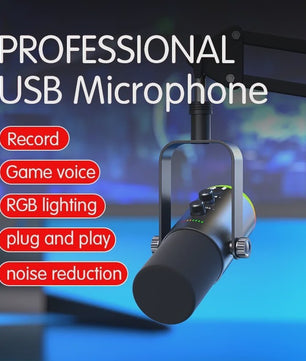 Professionele USB/XLR Microfoon met Touch Mute, RGB Verlichting & Koptelefoonaansluiting - Ideaal voor Gaming, Streaming & PC