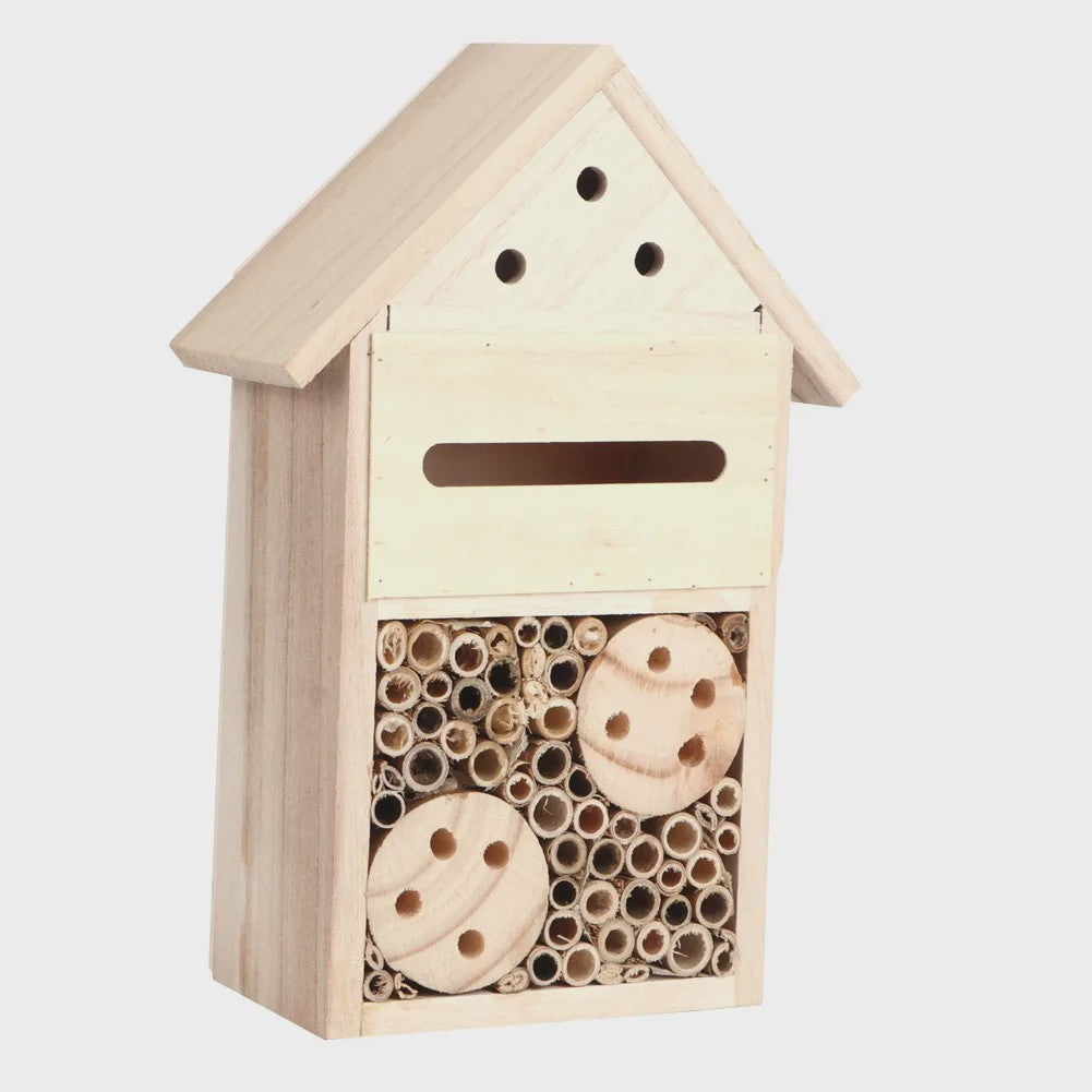 Houten Insectenhotel en Bijenhuis - Decoratieve Nestkast voor Tuin en Balkon