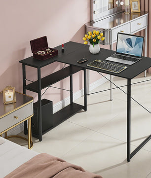 L-vormig Bureau met Opbergrek - Ideaal voor Gaming, PC, Studie & Werk in Slaapkamer (120/100cm)