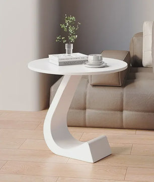 Luxe Ronde Bijzettafel met Rock Slab Look - Modern Design voor Woonkamer & Slaapkamer