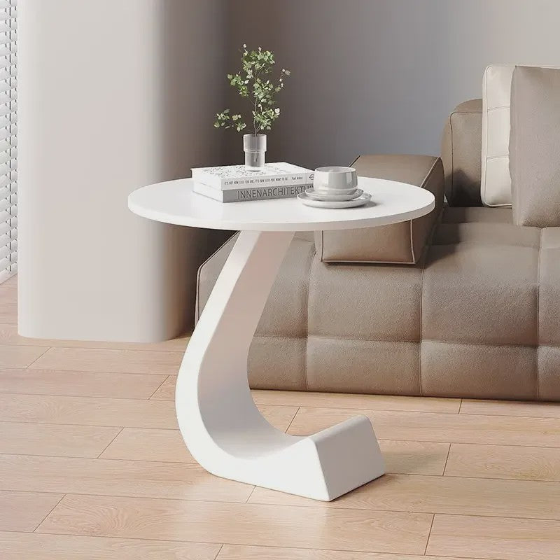 Luxe Ronde Bijzettafel met Rock Slab Look - Modern Design voor Woonkamer & Slaapkamer