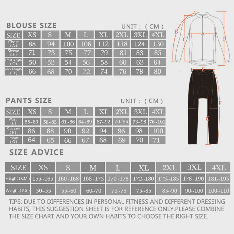 Heren Fietsset Lange Mouw Jersey met Bib Pants - Ademend en Comfortabel