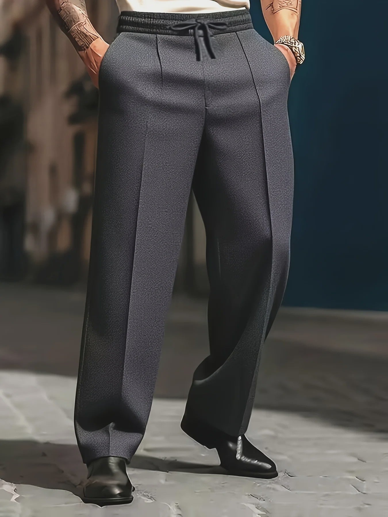 Herfst & Lente Heren Casual Broek met Koord - Losse Pasvorm Rechte Pijp