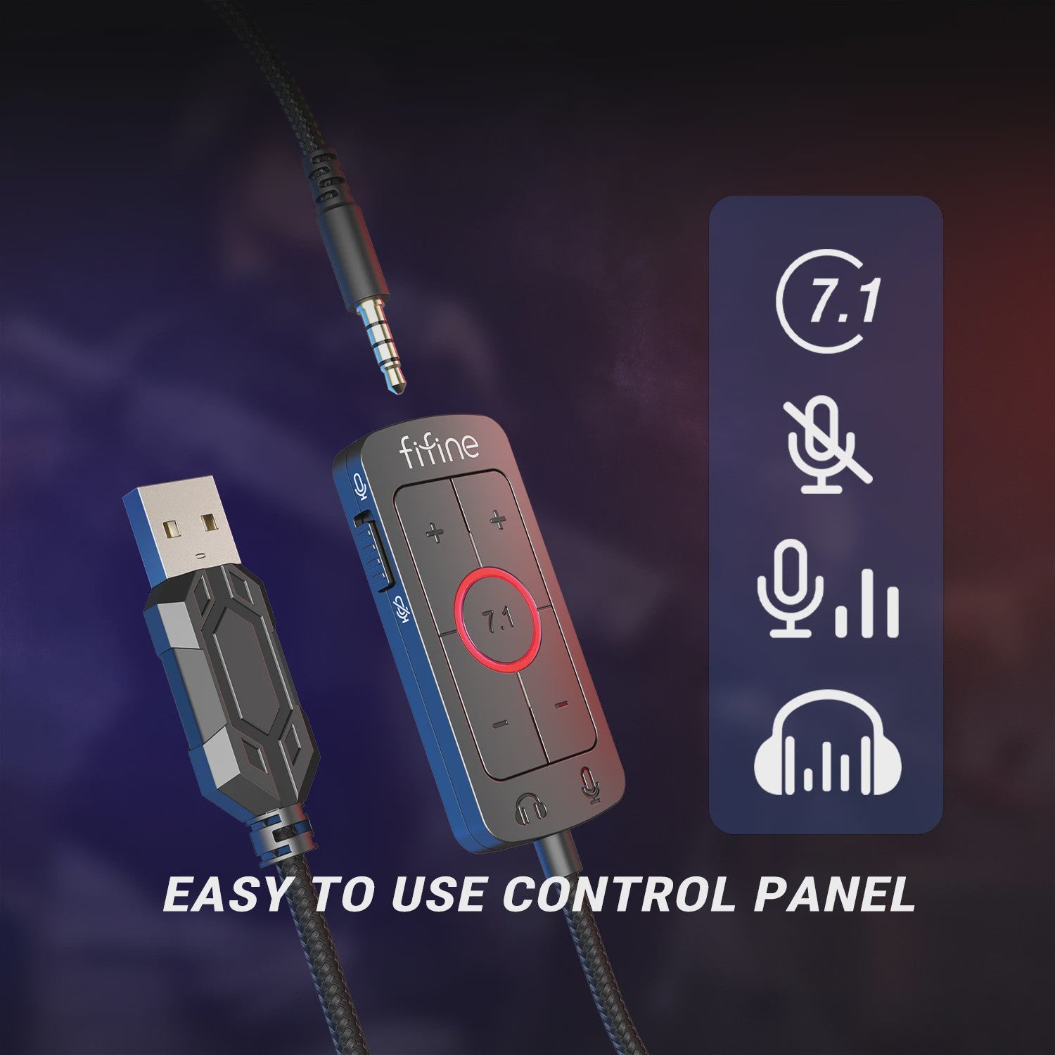 FIFINE H9 Gaming Headset met 7.1 Surround Sound, USB & 3.5mm Jack, Volume & Mute Controle voor PC, Mac, PS4/PS5