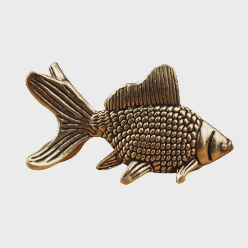 Retro Messing Goudvis Beeldjes - Miniatuur Decoratie & Leuk Cadeau