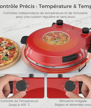 Elektrische Pizzaoven met Pizzasteen - Snel & Verstelbare Temperatuur