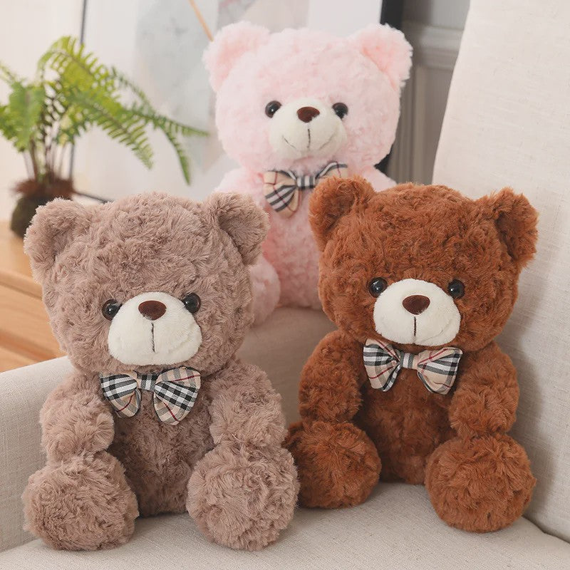 Kawaii Teddybeer Pluche Kussen met Strik - 25/35cm