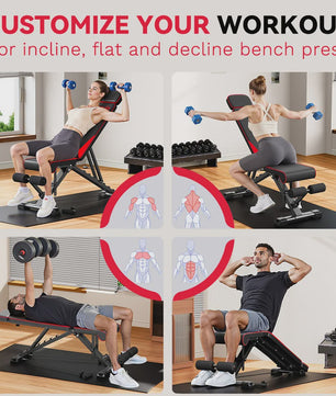Verstelbare Bodybuilding Bank voor Full Body Training, Sit-ups & Thuisworkouts met Weerstandsbanden