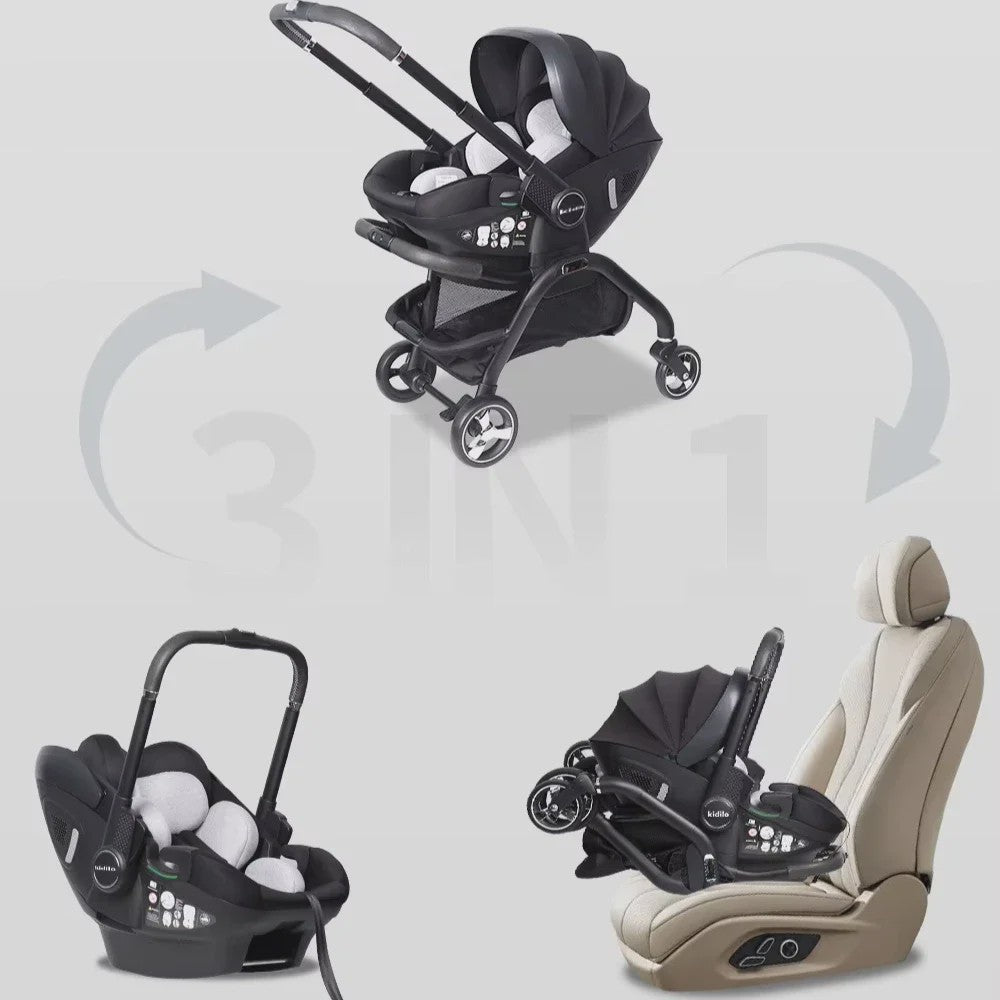 4-in-1 Baby Kinderwagen & Autostoel: Lichtgewicht, Multifunctioneel en Wendbaar