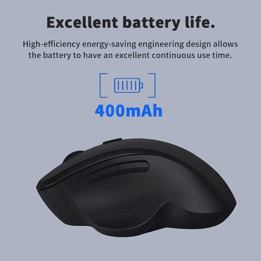 Ergonomische Draadloze Muis: 2.4G & Bluetooth, Oplaadbaar, 1600 DPI, 6 Knoppen
