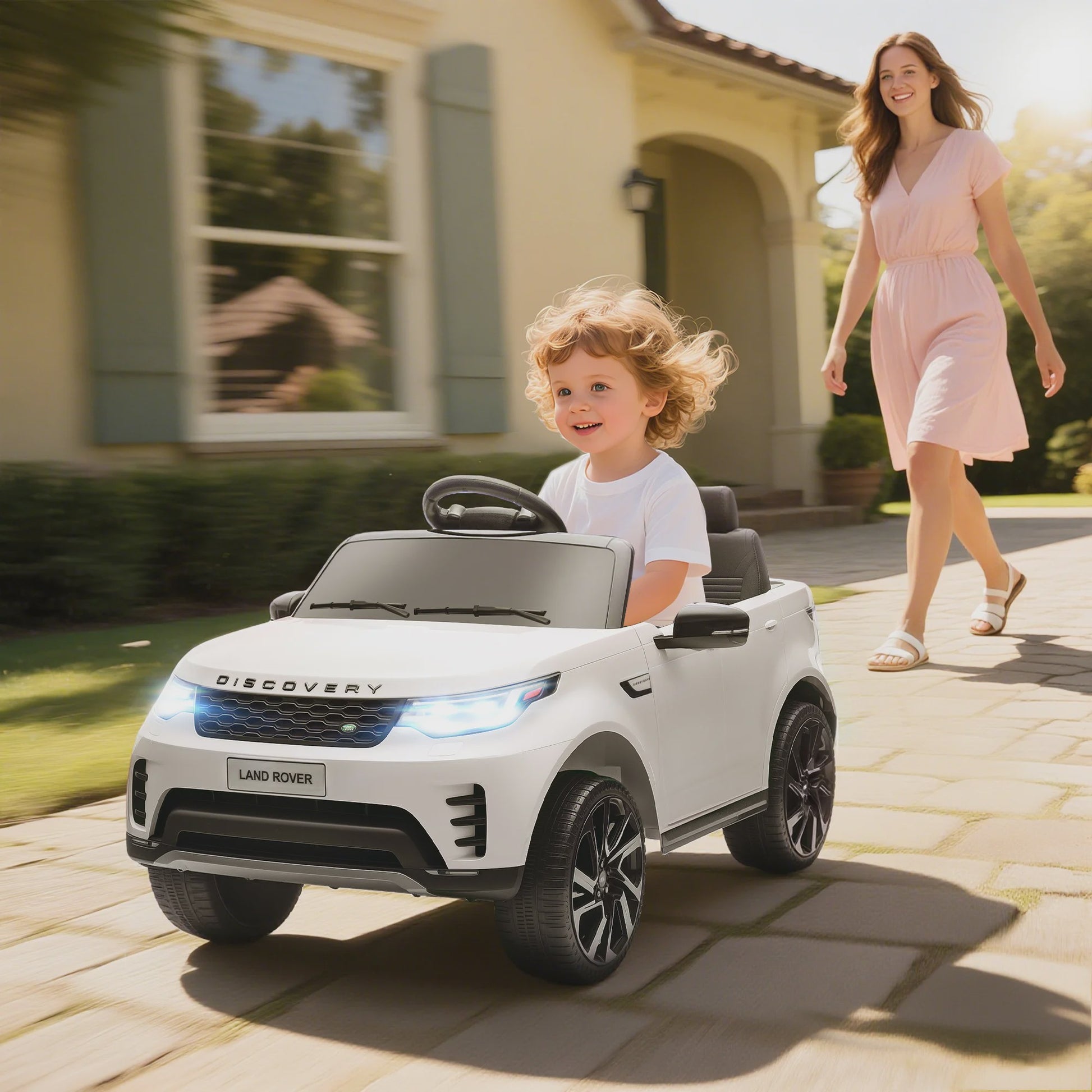 Elektrische Kinderauto Land Rover Discovery 12V - Met Afstandsbediening & 2 Motoren - Wit