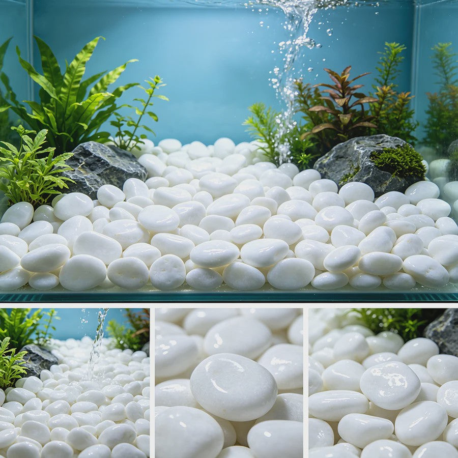 Witte Rivierstenen 2-3cm (250/600g) - Gladde Decoratieve Kiezels voor Aquarium, Terrarium & Planten