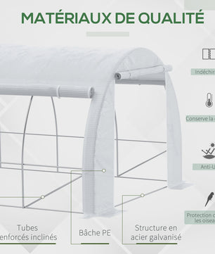 Outsunny Kweekkas 12m² - 4x3x2m - Met Deur, 8 Ramen & PE Anti-UV Doek