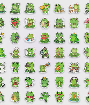 Leuke Kikker Stickers Set - 50-100 Stuks Cartoon Decoratie Decals voor Studenten, Laptops & Notebooks