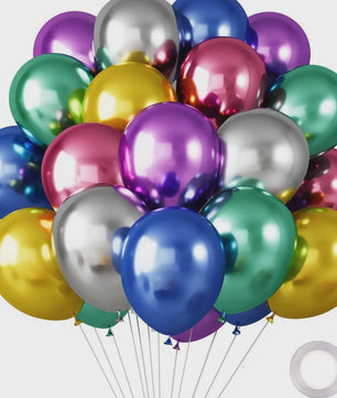 30 Stuks Chrome Latex Ballonnen Mix: Wit, Roze & Blauw - Feestdecoratie