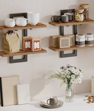 Zwevende Wandplanken Set van 2 - Decoratieve en Functionele Opbergplanken voor Woonkamer, Slaapkamer en Keuken