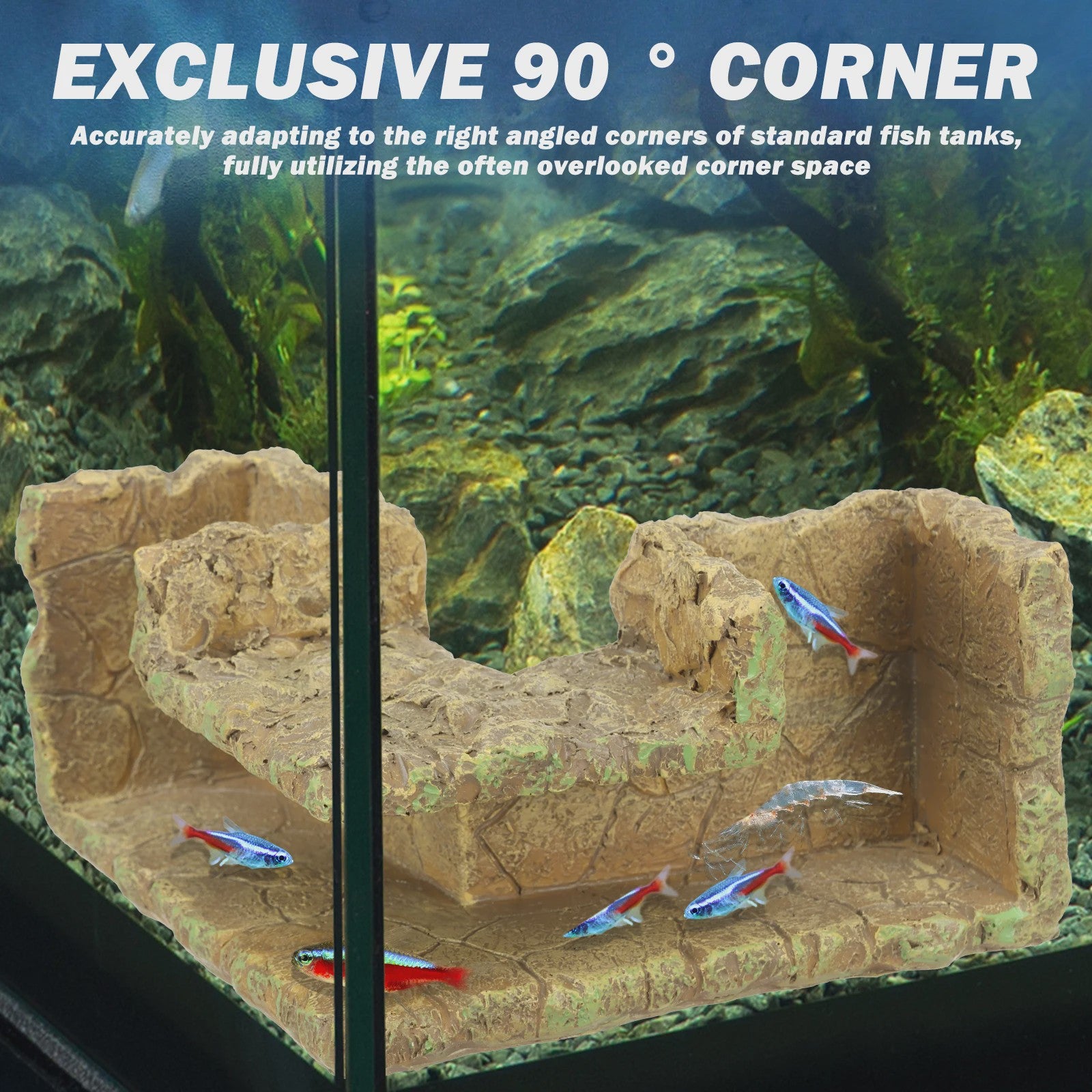 Aquarium Hoek Verbergplaats Tunnel - Decoratie voor Vissen en Garnalen