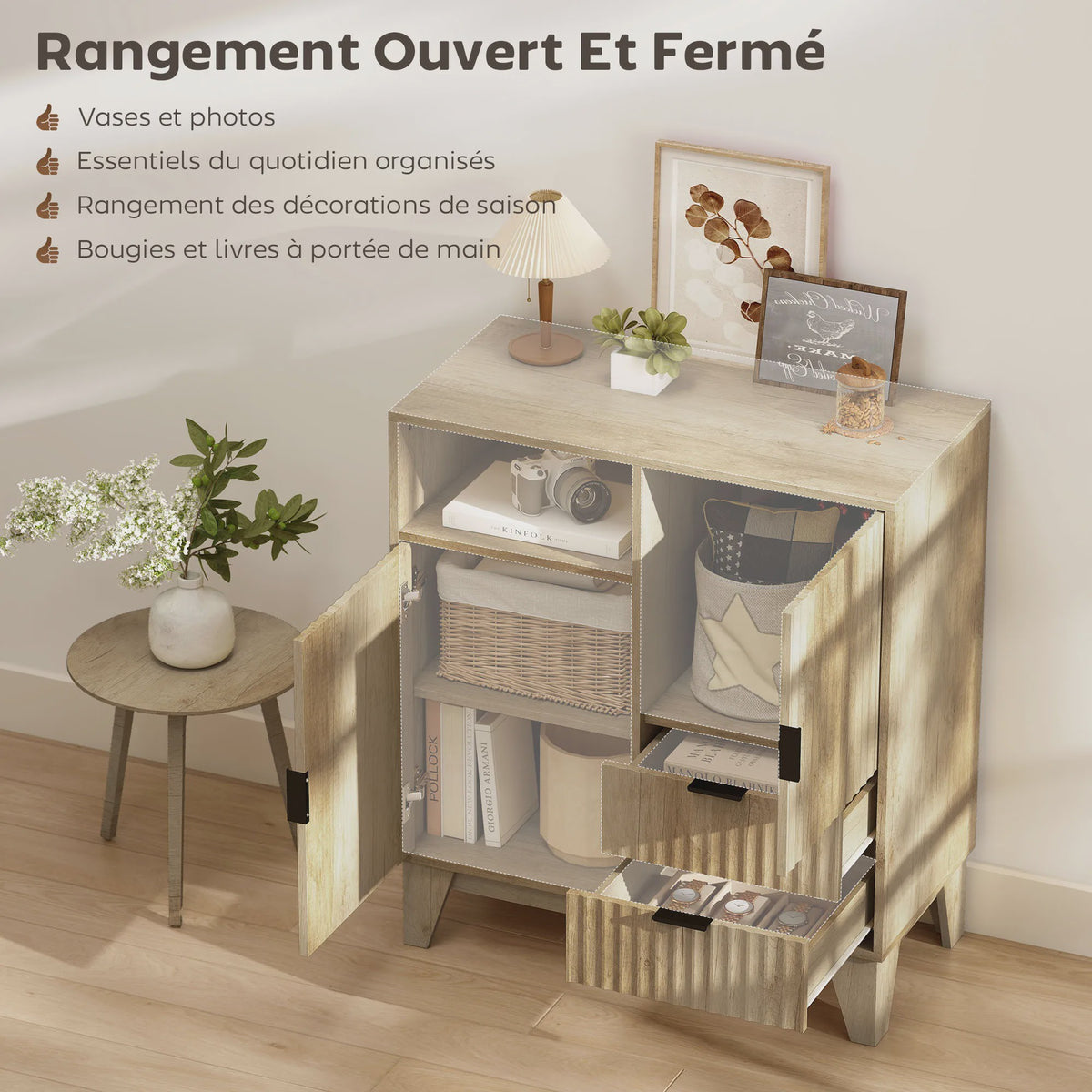 Moderne Buffetkast met 2 Deuren, 2 Lades en Verstelbare Plank - Zachte Sluiting