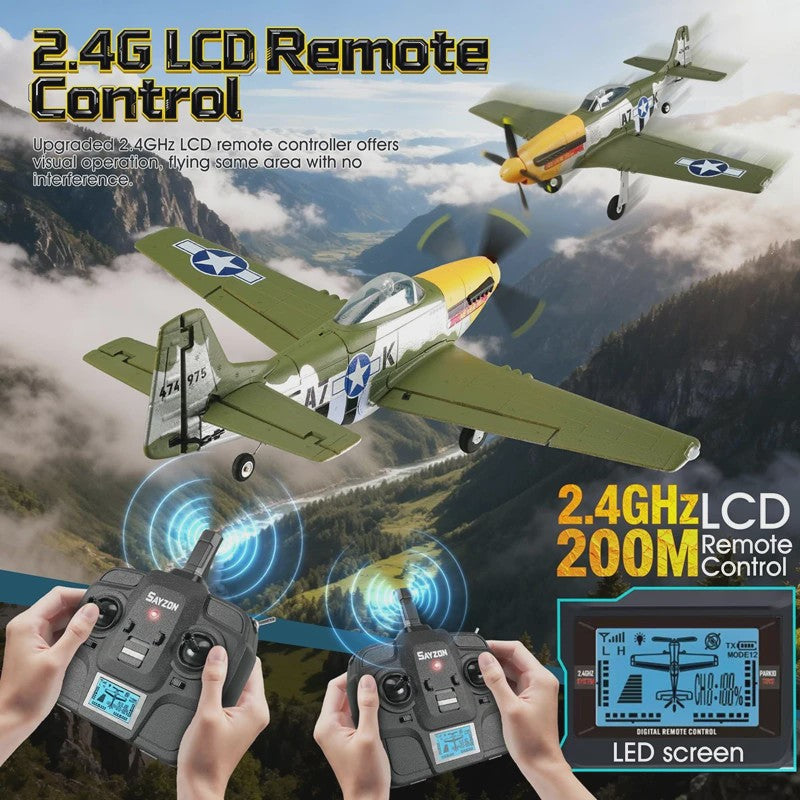 RC Vliegtuig P51D Mustang - 5 Kanaals, RTF, Borstelloos, Makkelijk voor Beginners