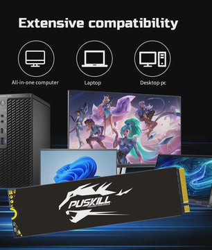 PUSKILL PCIe NVMe M.2 SSD 2280 - Snelle Interne Solid State Drive voor Laptop & Desktop (128GB - 1TB)