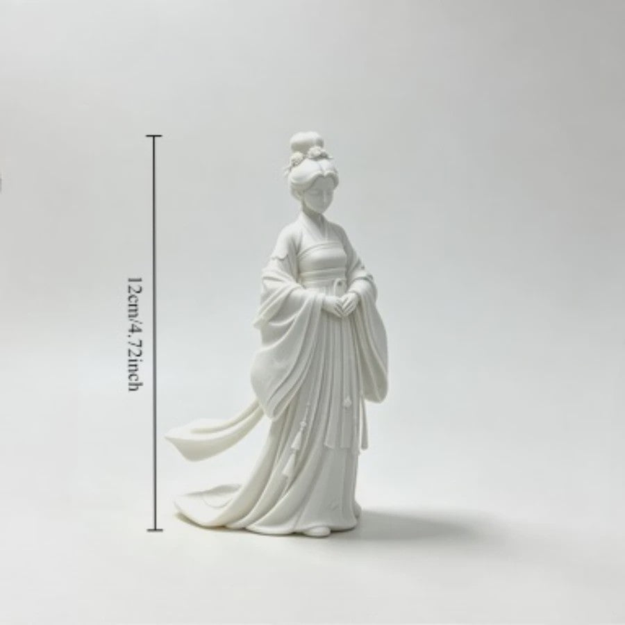 Elegant Chinees Hanfu Damesbeeldje - Oosterse Sculptuur 12cm