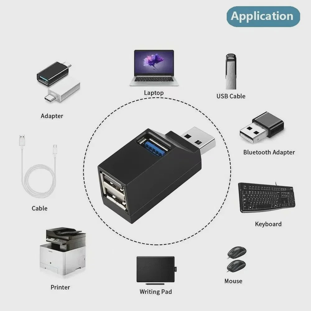 USB 3.0 Hub Extender met 3 Poorten: 1x USB 3.0 & 2x USB 2.0