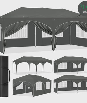 Pop-Up Partytent 3x6m - Verstelbaar, Waterdicht Paviljoen met 6 Zijwanden voor Tuin & Outdoor