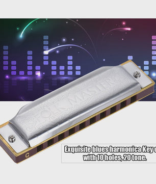 Folkmaster Blues Harmonica - 10 Gaten, 20 Tonen, Diatonisch - Ideaal voor Beginners