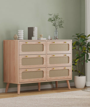 Retro Rotan Ladekast met 5 of 6 Laden - Stijlvolle Opbergkast