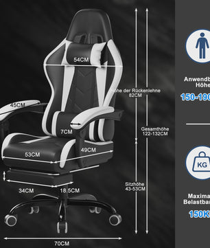 Ergonomische Gaming Stoel met Lendengezondheid Massage en Voetensteun – Verstelbaar voor Kantoor en Ontspanning