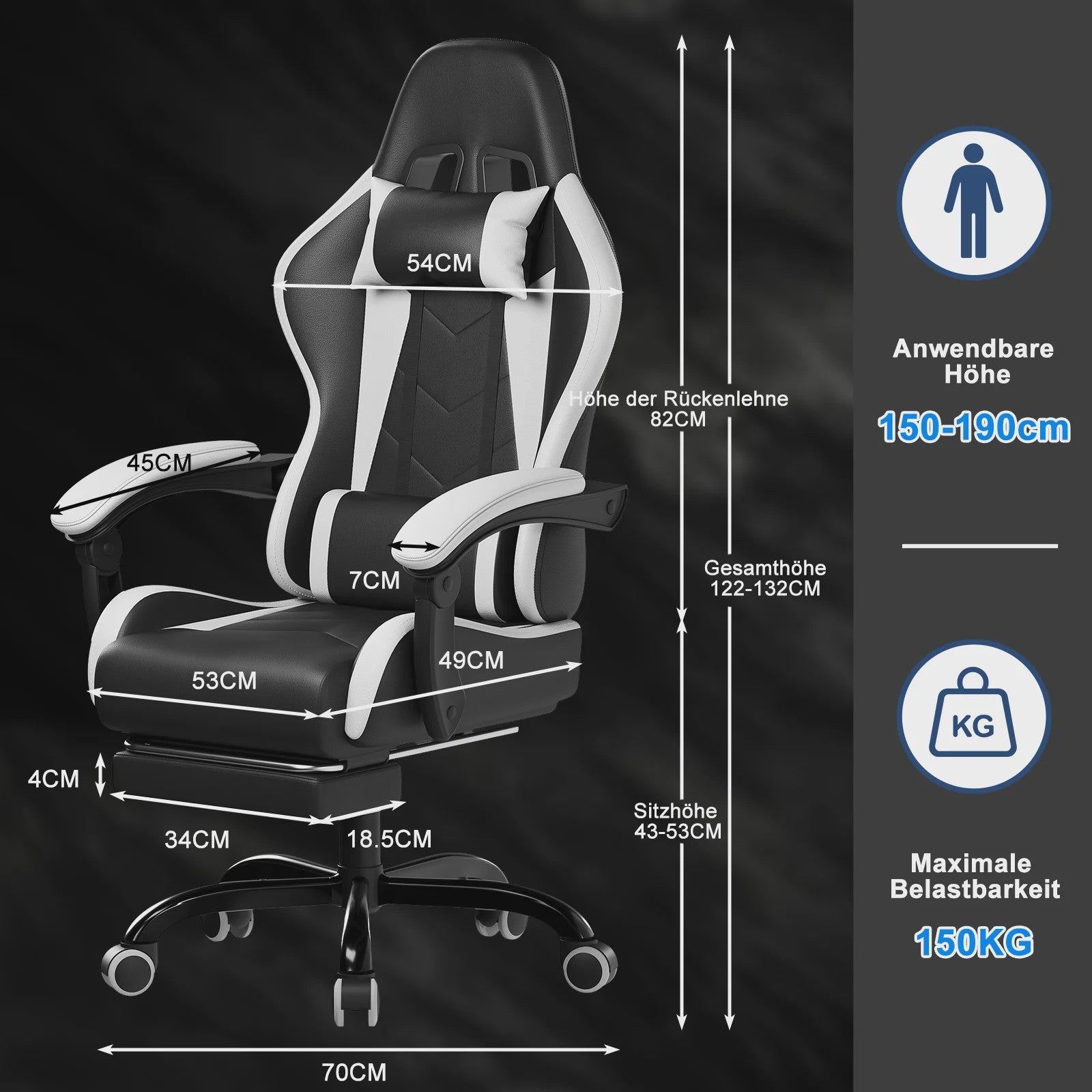 Ergonomische Gaming Stoel met Lendengezondheid Massage en Voetensteun – Verstelbaar voor Kantoor en Ontspanning
