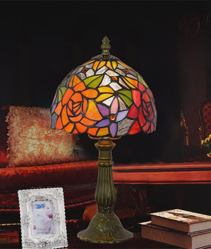 Stijlvolle Tiffany Tafellamp met Glas-in-Lood - Sfeervolle Leeslamp voor Woonkamer, Slaapkamer of Kantoor