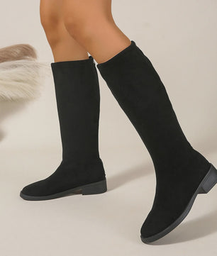 Winter Round Toe Sexy and Comfortable Suede Low Heeled Boots, Fashionable New Style, Elegant Fashion Show Knight Boots for Women