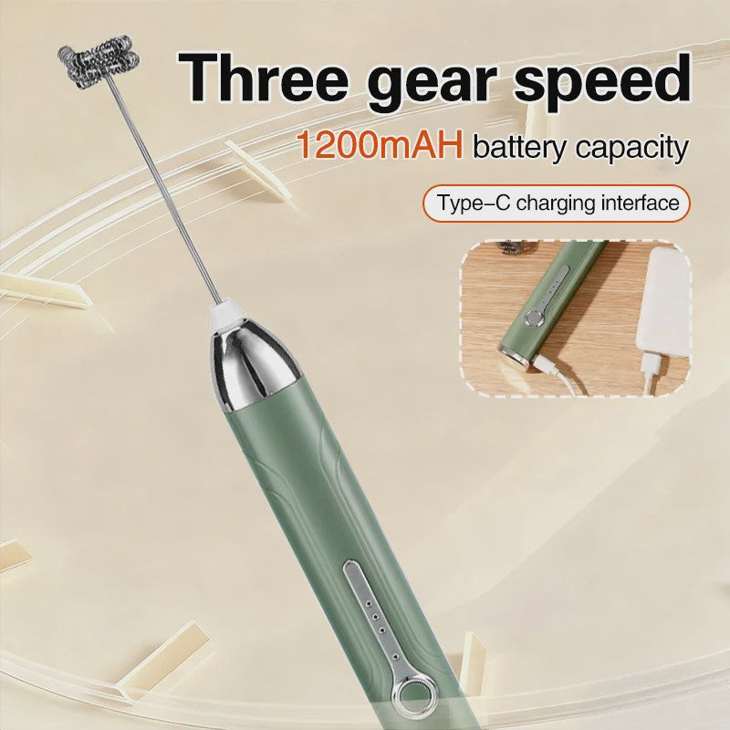 Draadloze Oplaadbare Mini Milk Frother & Koffie Opschuimer - 3 Snelheden, USB-C