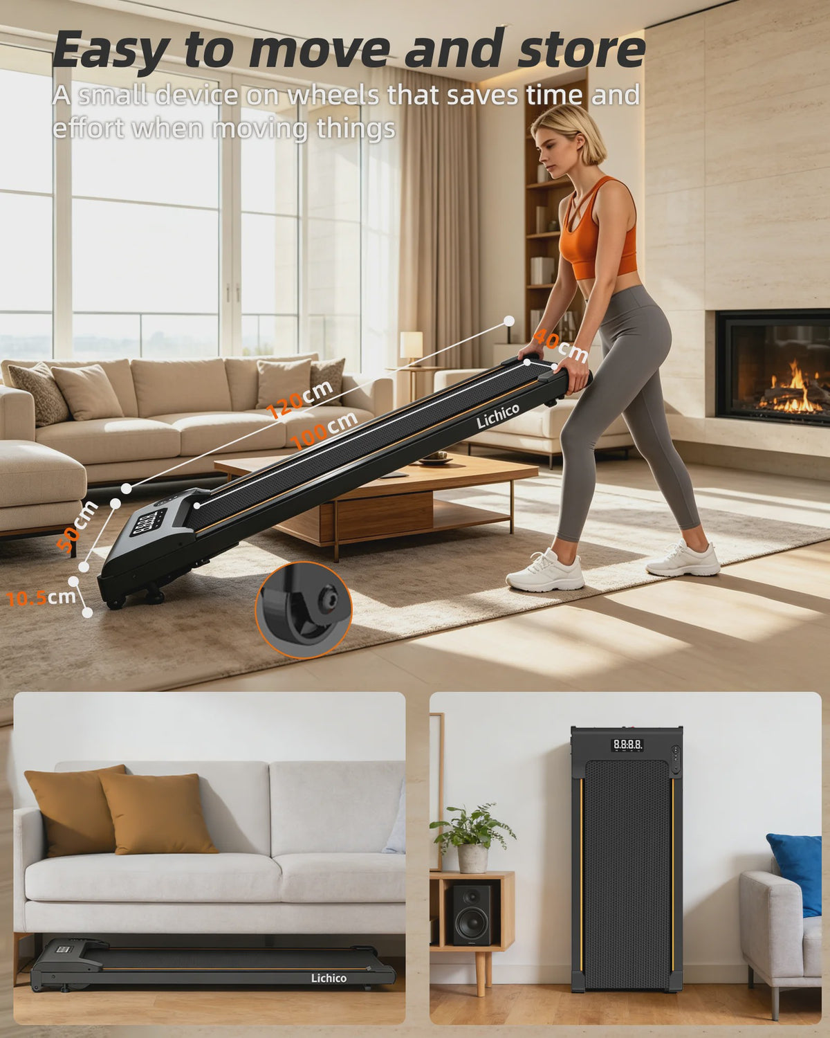 Lichico Walking Pad: Stille Loopband met Verstelbare Helling & Bluetooth voor Thuisgebruik