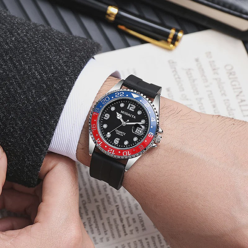 Luxe Herenhorloge met Datum - Stijlvol & Sportief Quartz Polshorloge van Roestvrij Staal