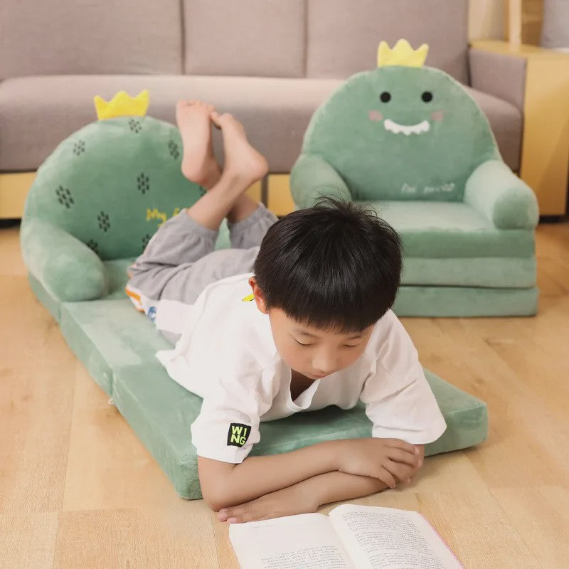 Opvouwbare Kinderfauteuil 2-in-1 | Pluche Cartoon Stoel voor Kinderkamer