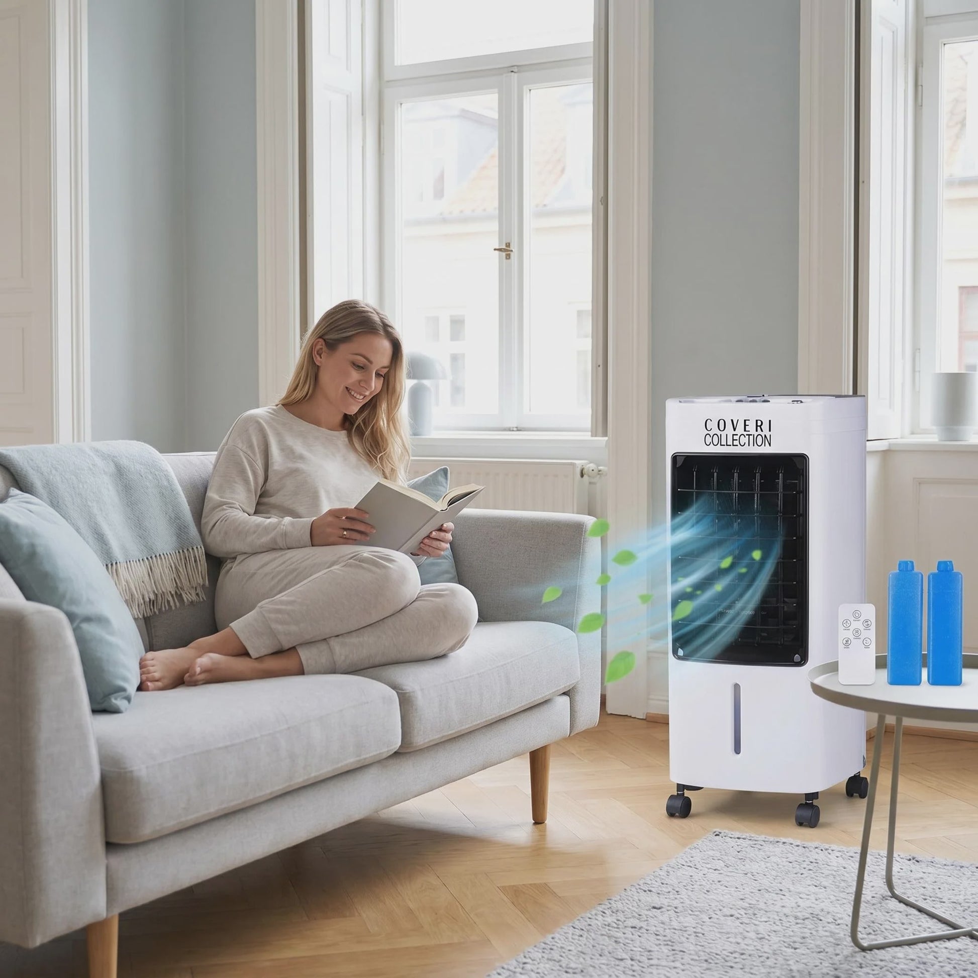 Draagbare Water Air Cooler met 4L Tank, 65W, 3 Snelheden & Afstandsbediening