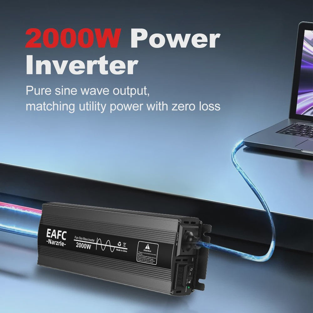 Krachtige Pure Sine Wave Omvormer 2000W/3000W/4000W - 12V/24V naar 220V AC