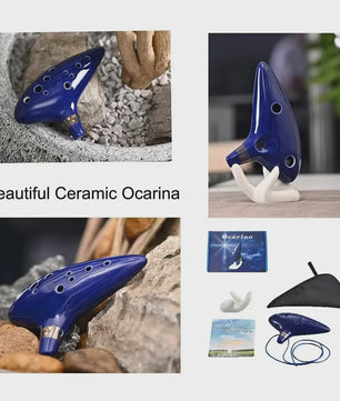Professionele Keramische Ocarina in Alto C - 12 Tonen, Draagbaar Muziekinstrument met Accessoires