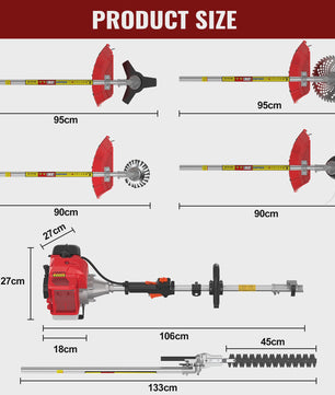 Conentool 5-in-1 Benzine Bosmaaier 52CC 11000 RPM - Grasmaaier, Heggenschaar, Kettingzaag