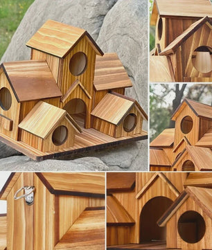 Groot Houten Vogelhuis voor Tuin & Binnenplaats - Handgemaakt Decoratie voor Tuinvogels