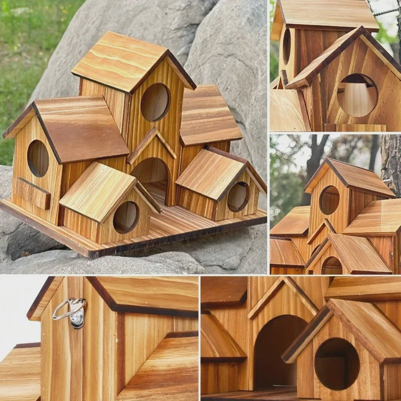 Groot Houten Vogelhuis voor Tuin & Binnenplaats - Handgemaakt Decoratie voor Tuinvogels