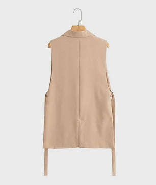 Dames Y2K Mouwloos Vest met Notch Kraag en Tailleband - Chic & Casual