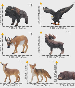 Toymany Noord-Amerikaanse Dieren Speelgoedset - 14 Realistische Mini Figuren