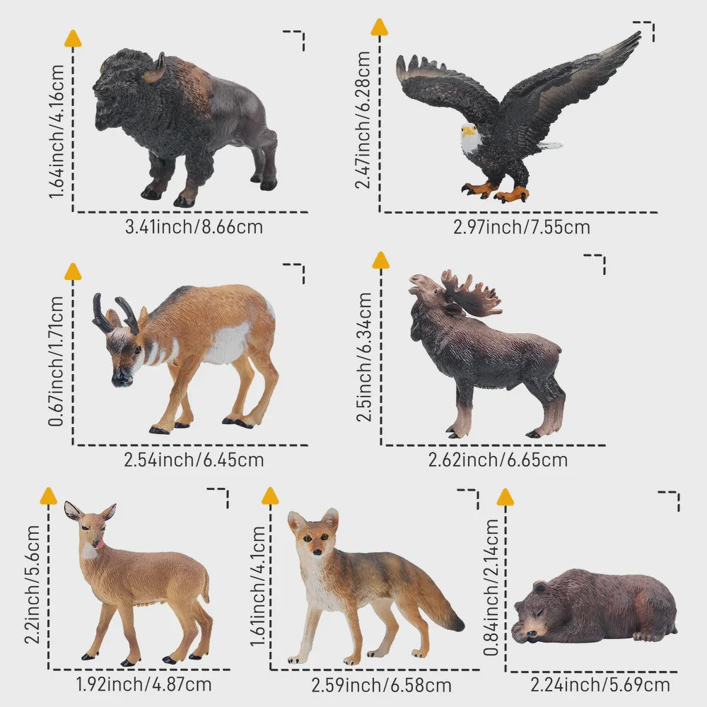 Toymany Noord-Amerikaanse Dieren Speelgoedset - 14 Realistische Mini Figuren